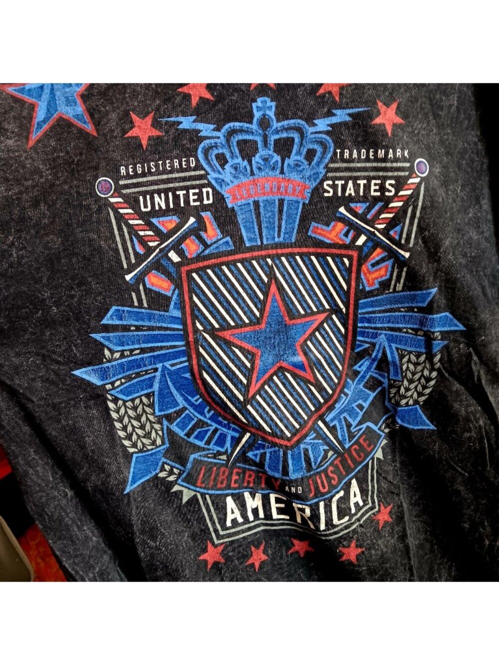 Vintage Y2K Large T-Shirt Liberty Justice Graphic United States Emblem Patriotic